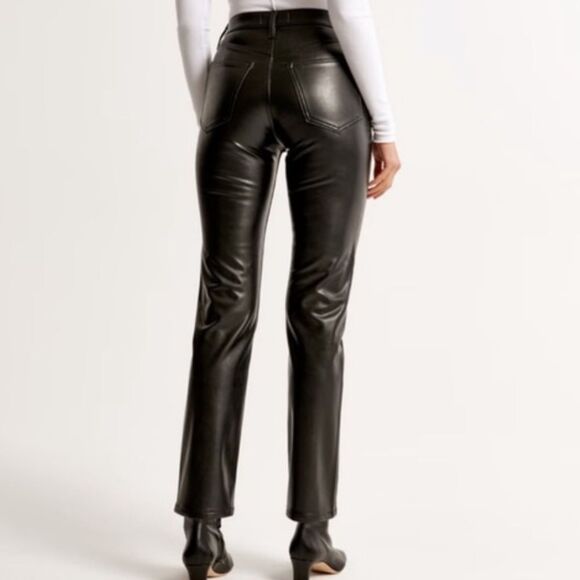 Abercrombie Mixed Fabric Ankle Straight Jean-Black With Leather size 27/4 - Picture 2 of 8